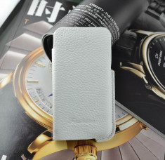Husa / toc protectie piele iPhone 4, 4s lux, tip saculet, culoare - alb foto