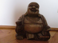 Sculptura veche in lemn masiv &amp;quot;Budha cel vesel&amp;quot; foto