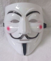 Masca V for Vendetta, Guy Fawkes, Anonymous, noi, albe, plastic PROMOTIE foto