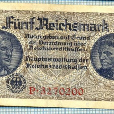 971 BANCNOTA - GERMANIA PENTRU TERITORIILE OCUPATE- 5 REICHSMARK - anul 1940-45 -SERIA 3270200 -starea care se vede