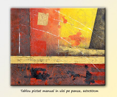 Tablou Abstract 41 ulei in relief 60x50cm, LIVRARE GRATUITA 24-48h foto