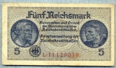 970 BANCNOTA - GERMANIA PENTRU TERITORIILE OCUPATE- 5 REICHSMARK - anul 1940-45 -SERIA 11129079 -starea care se vede foto