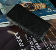Husa / toc protectie piele iPhone 4, 4s lux, tip saculet, culoare - negru - LIVRARE GRATUITA prin Posta la plata cu cardul foto