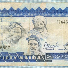 933 BANCNOTA - NIGERIA - 50 NAIRA - anul (1991)? -SERIA 446507 -starea care se vede