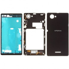 Carcasa Sony C2104 Xperia L, C2105, S36H Xperia L 3 piese Originala NOUA (Carcasa fata / suport lcd / display , mijloc si capac baterie / spate) foto