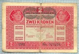 949 BANCNOTA - AUSTRO-UNGARIA - 2 KRONEN -stampila DEUTSCHOSTERREICH- anul 1917 -SERIA 324428 -starea care se vede