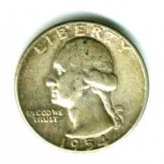 SUA STATELE UNITE ALE AMERICII QUARTER DOLLAR 1954 ARGINT STARE FOARTE BUNA