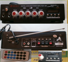 AMPLIFICATOR Mixer Radio FM,KARAOKE, CU MP3 PLAYER si doua porturi microfon foto