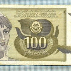 1037 BANCNOTA - YUGOSLAVIA - 100 DINARA - anul 1991 -SERIA 8463596 -starea care se vede