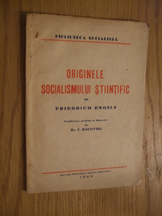 ORIGINILE SOCIALISMULUI STIINTIFIC - Friedrich Engels - Editura P.S.D. 1944, 59p