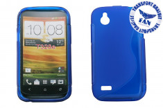 Husa Silicon HTC Desire X Albastru (Fan Courier gratuit) foto