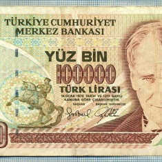 1051 BANCNOTA - TURCIA - 100 000 LIRA - anul 1970(1995?) -SERIA 655794 -starea care se vede