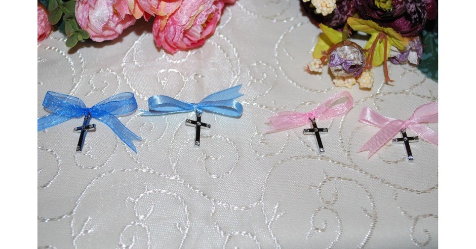 Marturii Botez Cruciulite Cu 5 Cristale Swarovski Fundita