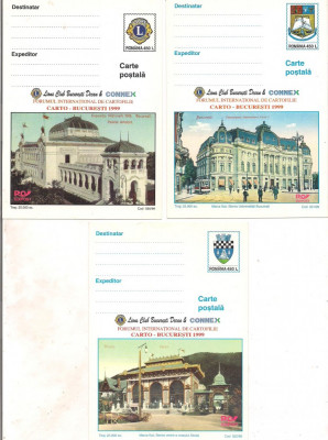 #carte postala -Editia de lux-Forumul International de cartofilie CARTO- BUCUREST 1999 marca fixa-SERIE DE 5 VAL foto