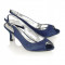 Pantofi dama albastri decupati cu toc mediu accesorizati cu diamante Stylish Navy by Occasions