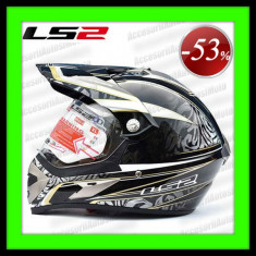 CASCA MOTO LS2 MX433 MAGNUM GOLD cu VIZIERA 1500g =Marimi: M, L,XL= Import SPANIA Cross Enduro Motocross Atv = Redus 53% de la 160e + Livrare Gratuita foto