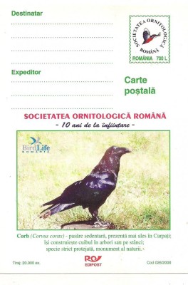 #carte postala-Editia de lux-pasari-CORB-marca fixa foto