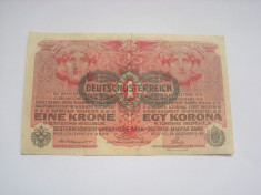 Austro-Ungaria 1 coroana 1916 - supratipar Deutschosterreich foto