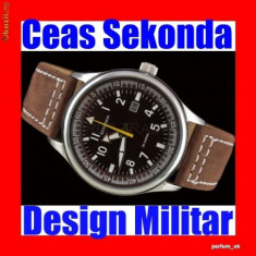 CEAS SEKONDA 3882 BARBATESC, SPORT, AVIATOR DESIGN MILITAR IN CUTIE,CADOU,BRATARA PIELE, ORIGINAL LIVRAREA GRATIS PRET IN MAGAZIN 50 LIRE foto