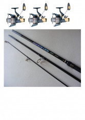 Set Complet de crap - 3 Lansete de Crap &amp;quot;SUPREME CARP FL Pokee &amp;quot; 3,6m + 3 Mulinete Baracuda Master Carp U3 foto