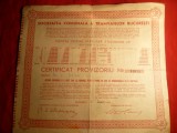 Certificat provizoriu de Actiuni- Soc. Comunala a Tramvaielor Bucuresti 1945