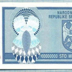 1176 BANCNOTA - CROATIA - 100 000 000 DINARA - anul 1993 -SERIA 0038358 -starea care se vede