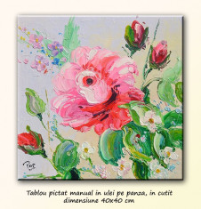 Aranjament floral (1) - tablou in cutit 40x40cm, LIVRARE GRATUITA 24-48h foto