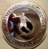 5.037 SPANIA JUAN CARLOS OLIMPIADA BARCELONA FOTBAL 2000 PESETAS 1990 PROOF, Europa, Argint