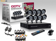 Supraveghere Video 8 camere exterior 600 linii cabluri DVR internet full D1 960H HDMI alimentare suporti Limba romana foto