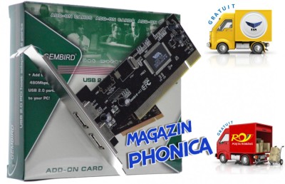 Placa adaptor interfata PCI cu pentru 2 porturi USB 2.0 Gembrit foto