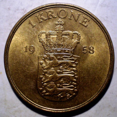 F.544 DANEMARCA FREDERIK IX 1 KRONE 1958 XF