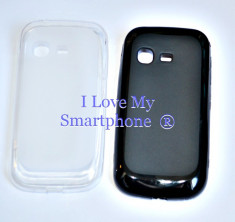 SET 2x Husa Carcasa Silicon + Gel + TPU SAMSUNG GALAXY CHAT B5330 --ALB + NEGRU-- + Folie Protectie Display foto