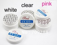 Kit unghii false - Set 3 buc gel uv Sina ---- 3*15ml ---- Pink/Roz ~ Clear/Transparent ~White/Alb - SIGILAT foto