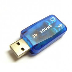 Placa de Sunet Externa Usb Virtual 3D Sound. Ideal Mixat Albastru foto