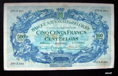 Belgia 500 Francs 100 Belgas 1934 P103a foto