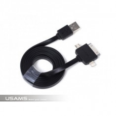 Cablu Date Usams Iphone 5/5C/5S 3 in 1 Negru foto