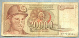 1220 BANCNOTA - YUGOSLAVIA - 20 000 DINARA - anul 1987 -SERIA 7756624 -starea care se vede