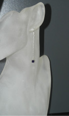 Livrare gratuita!!! Cercei din argint cu cristale Swarovski Faceted Cube Crystal Ametist - bijuterii mireasa foto