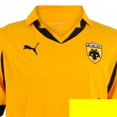 Echipament (tricou si sort) de fotbal original Puma - AEK Athena - home Jersey, marime: L , poliester 100% foto