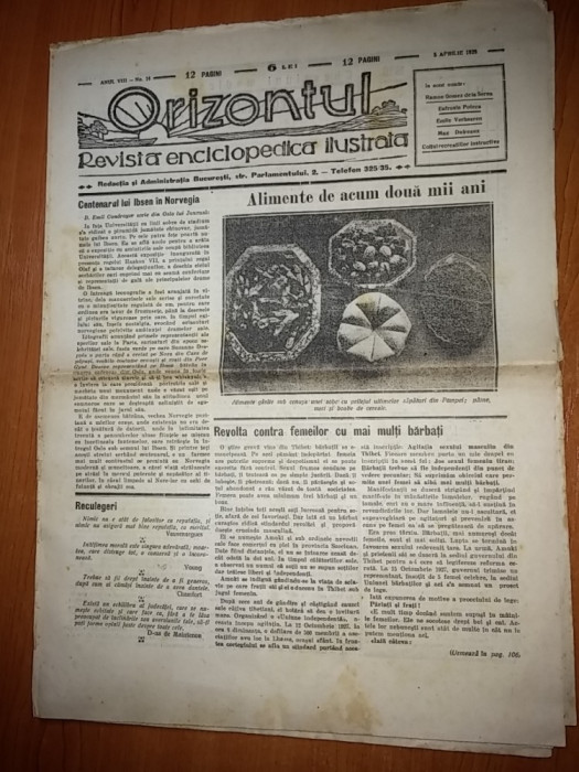 revista orizontul 5 aprilie 1928 ( revista enciclopedica ilustrata )