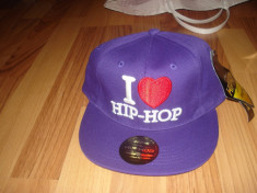 Sapca i love hip hop mov scris alb snapback reglabila foto