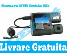 CAMERA VIDEO AUTO DUBLA DVR FULL HD 720P, MARTOR ACCIDENT INREGISTRARE CICLICA, SENZOR MISCARE, MICROFON, NIGHT VISION, H.264 G Sensor foto