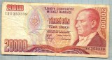 1223 BANCNOTA - TURCIA - 20 000 LIRA - anul 1970(1988) -SERIA 353339 -starea care se vede