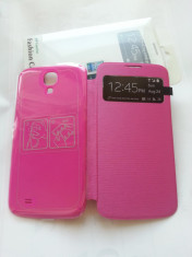 Husa Toc Flip Cover ROZ S-view Samsung Galaxy S4 i9500 i9505 + Folie Cadou foto