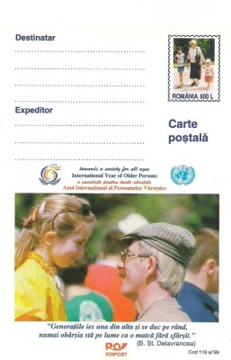 #carte postala-Editia de lux-ANUL INTERNATIONAL AL PERSOANELOR VARSNICE--marca fixa foto