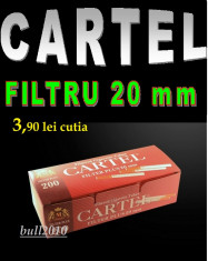 Tuburi CARTEL CU FILTRU LUNG - 20 mm - 200 tuburi / cutie, pentru injectat tutun, tigari foto