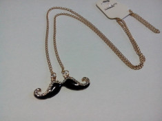 Colier Mustache cu diamante Negru,lungime 80 cm pentru femei ideal pentru cadouri.Livrare gratuita in 4 zile foto