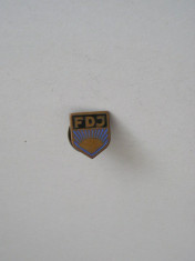 WW4 - INSIGNA - STRAINA - MINIATURA REVER - INSCRIPTIA FDJ - SIMBOL SOARE foto