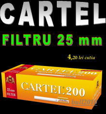 Tuburi CARTEL CU FILTRU LUNG - 25 mm - 200 tuburi / cutie, pentru injectat tutun, tigari foto