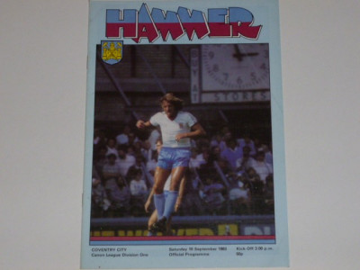 Program meci fotbal WEST HAM UNITED - COVENTRY CITY 10.09.1983 foto